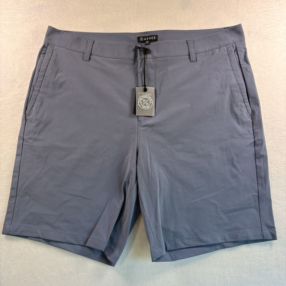 Asher Golf Core Shorts Mens 36x7.5 Flint Steel Blue AG Performance Stretch New